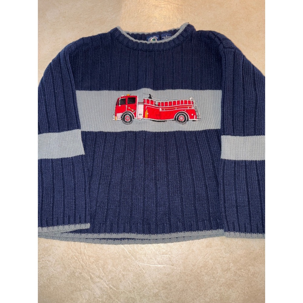 Duck Head Firetruck Sweater Kids Crewneck Pullover‎ Knitwear Blue Size 6